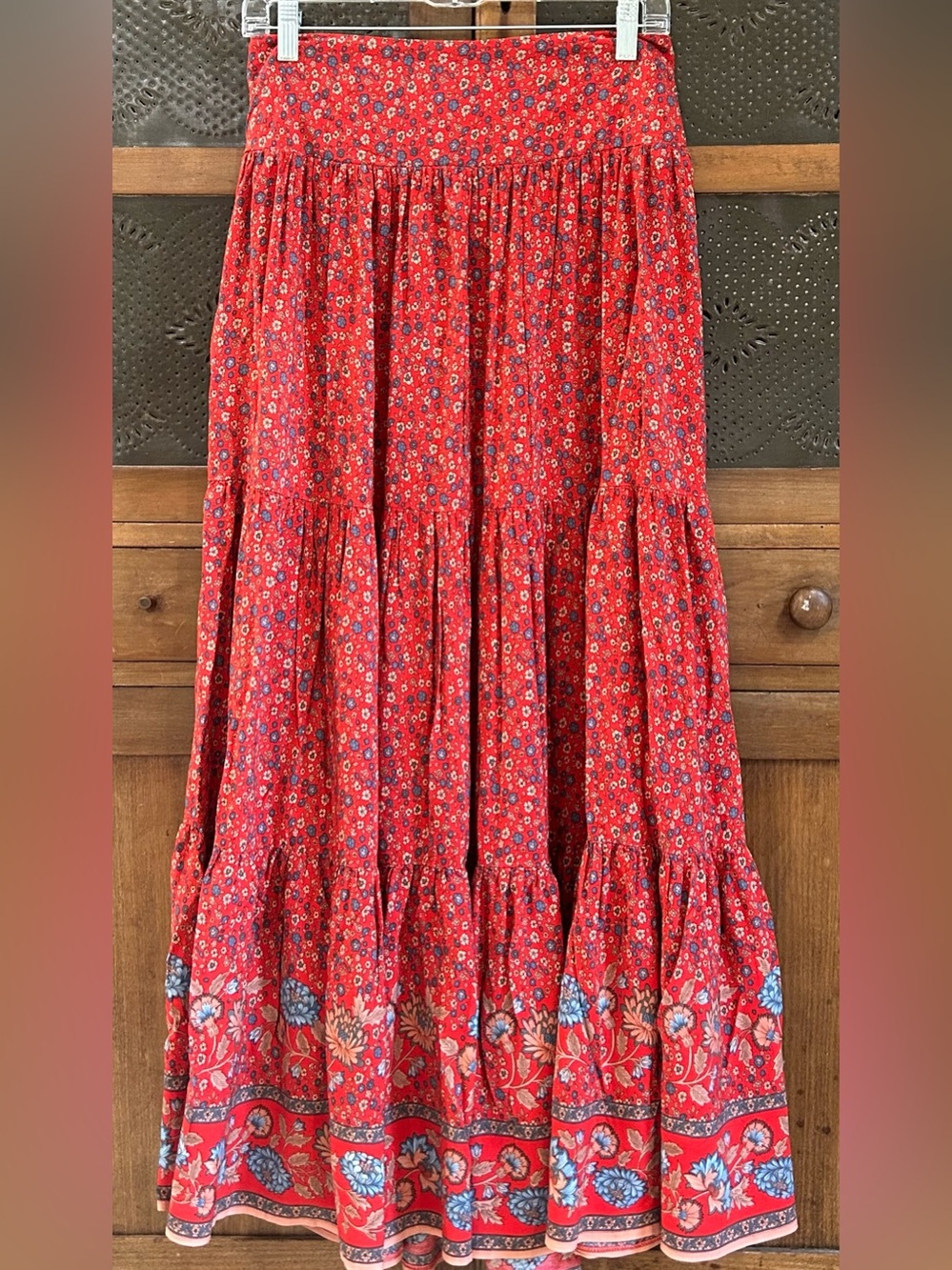 NATURAL LIFE Hanna Tiered Convertible Maxi Skirt in a bold floral print.